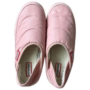 Hunter Quilted Pink Sherpa Lined Slip-On Hard Sole Slippers Size 8